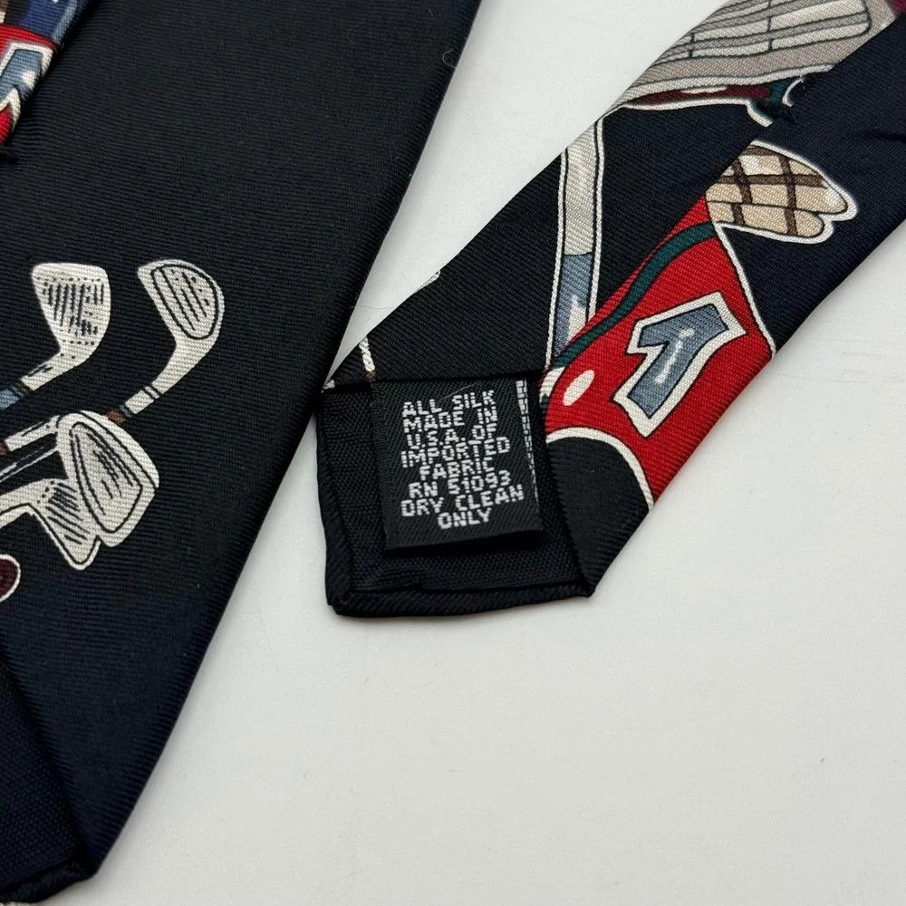 American Sports‎ Classics Mens Silk Golf Tie Black Novelty Golf Bags Clubs USA